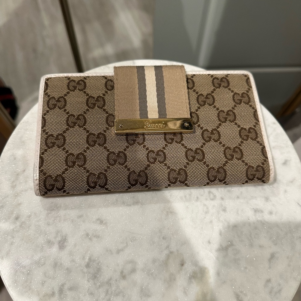 Gucci Beige and Brown Monogram Wallet